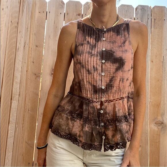 Free people tie dye sleeveless blouse size small - Picture 11 of 11